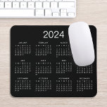 Mousepad Calendário Clássico Preto e Branco 2024 Simples<br><div class="desc">Um simples teclado de mouse clássico 2024 com letras brancas em um plano de fundo preto. Você pode até adicionar mais texto ou imagens,  personalizar a cor de fundo.</div>
