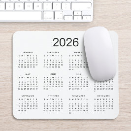 Mousepad Calendário Clássico Preto e Branco 2024 Simples