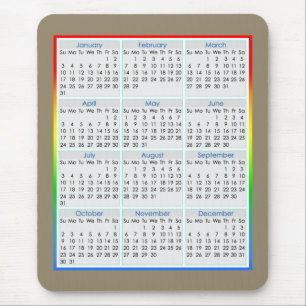 Mousepad Calendário colorido do tapete do rato para 2016