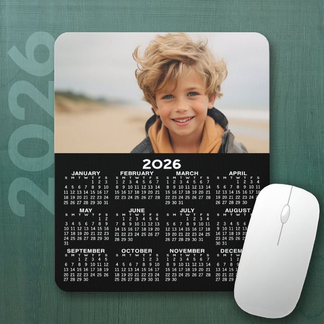 Mousepad Calendário com Foto - Vista de Ano Vertical (2026 Calendar Mousepad)