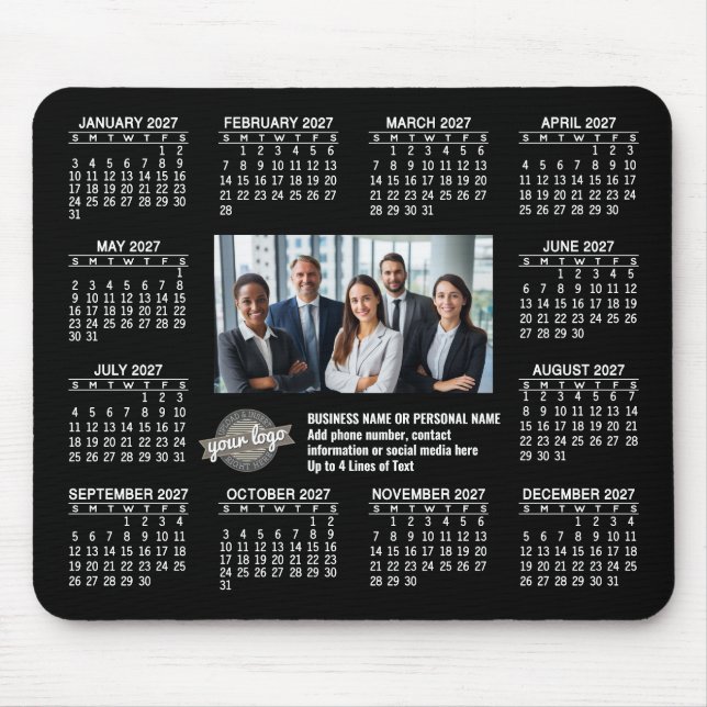 Mousepad Calendário com logo Informações de Contato Ímã (Frente)