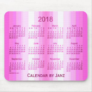 Mousepad Calendário cor-de-rosa da arte da cortina 2018 po