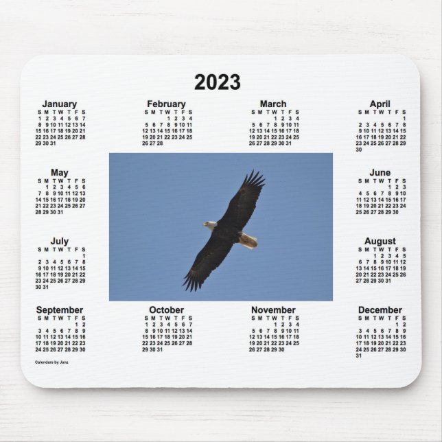 Mousepad Calendário da Águia Bald 2023 por Janz (Frente)