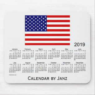 Mousepad Calendário da bandeira de 2019 EUA pelo tapete do