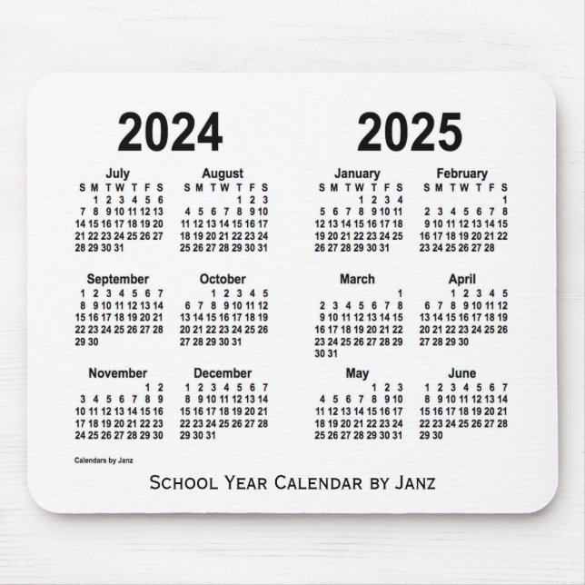 Mousepad Calendário da Escola Branca 2024-2025 por Janz (Frente)