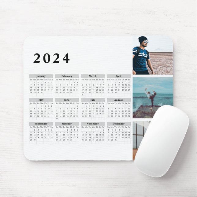 Mousepad Calendário da Galeria Personalizada 2024, Negrito (Com mouse)