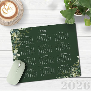 Mousepad Calendário da Mesa Eucalyptus Verde Verde Elegante