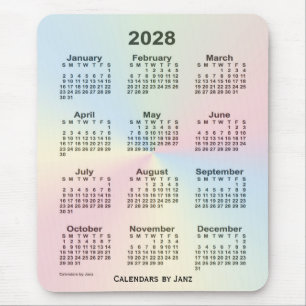 Mousepad Calendário da Nuvem do Arco-Íris 2028 por Janz