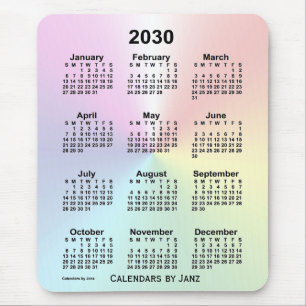 Mousepad Calendário da Nuvem do Arco-Íris 2030 por Janz
