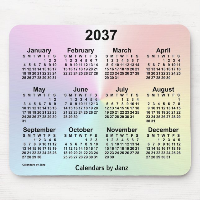 Mousepad Calendário da Nuvem do Arco-Íris 2037 por Janz (Frente)