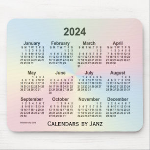 Mousepad Calendário da Nuvem Rainbow 2024 por Janz