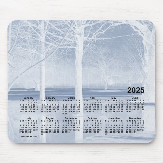 Mousepad Calendário da paisagem de inverno de 2025 por Janz (Frente)