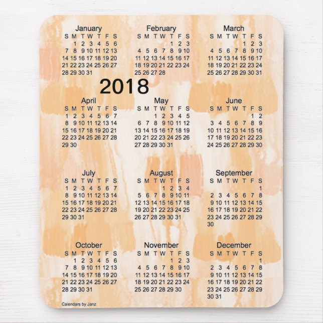 Mousepad Calendário das letras grandes de 2018 luzes (Frente)