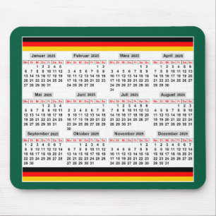 Mousepad Calendário de 12 meses do ano de 2025