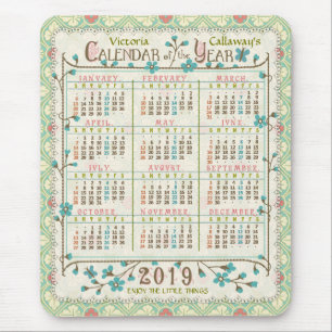 Mousepad Calendário de 2019 Art Nouveau Vitoriano   Persona