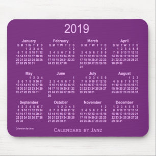 Mousepad Calendário de 2019 roxos pelo tapete do rato de