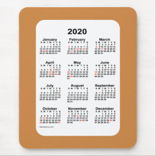 Mousepad Calendário de 2020 feriados pelo ouro de Janz Per