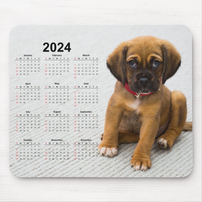 Mousepad Calendário de 2024 da Cuppy do German shepherd Cas (Frente)