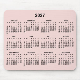 Mousepad Calendário de 2027 Bege e Preto