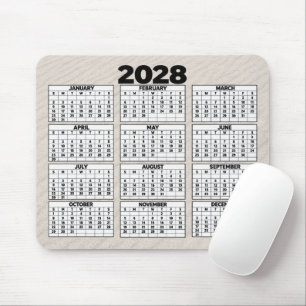 Mousepad Calendário de 2028 com Fundo de Areia de Praia