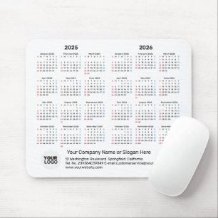 Mousepad Calendário de 2 anos 2025 - 2026 SUNDIÁRIO do pres