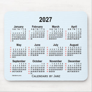 Mousepad Calendário de 52 semanas Alice Blue 2027 por Janz