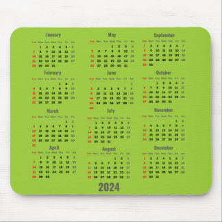 Mousepad Calendário de 52 Semanas Amarelo Verde 2024