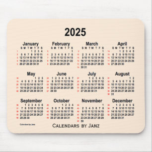 Mousepad Calendário de 52 Semanas Aníticas Brancas de 2025