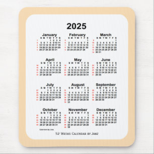 Mousepad Calendário de 52 Semanas de Trigo 2025 por Janz