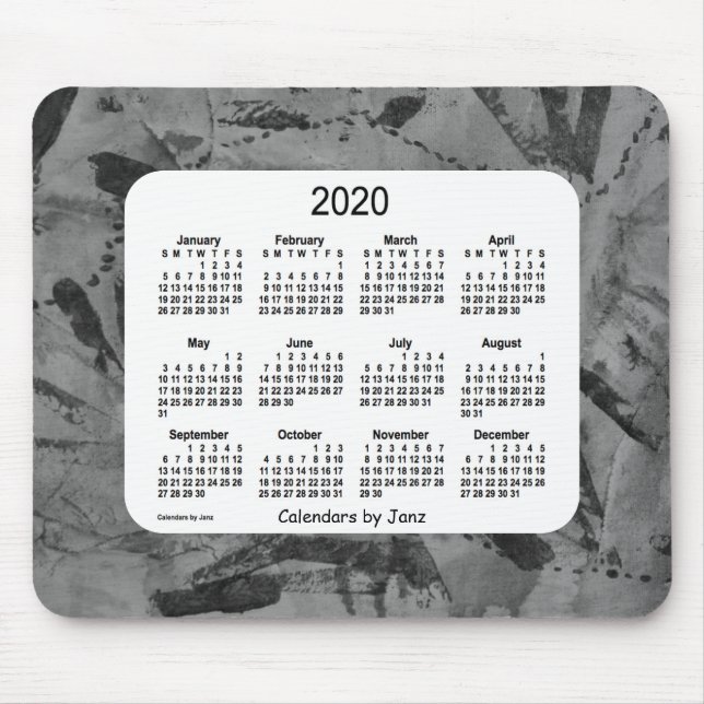 Mousepad Calendário de arte Abstrato de 2020 por Janz (Frente)