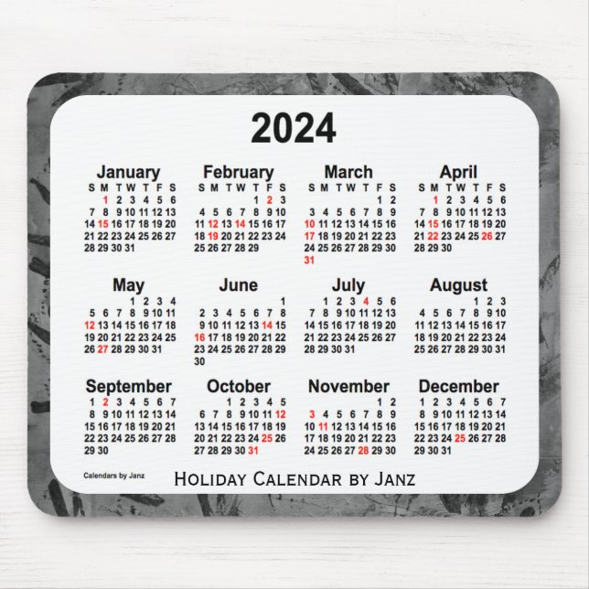 Mousepad Calendário de arte de Natal de 2024 por Janz Mouse (Frente)