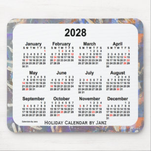 Mousepad Calendário de arte de Natal de 2028 pelo Painel d