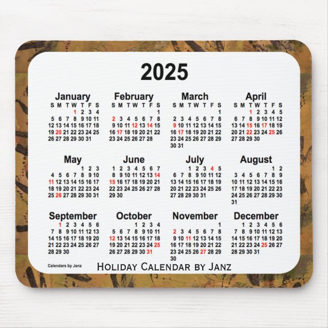 Mousepad Calendário de arte do Natal de 2025 por Janz Mouse (Frente)