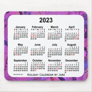 Mousepad Calendário de arte sobre o feriado magenta de 202