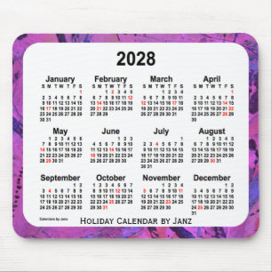 Mousepad Calendário de arte sobre o feriado magenta de 2028