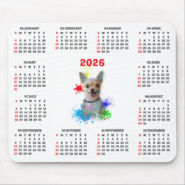 Mousepad Calendário de Cachorro Chihuahua Fofo Personalizáv