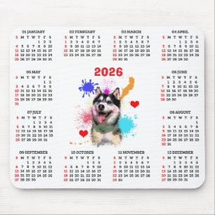 Mousepad Calendário de Cachorro Husky Siberiano Fofo Person