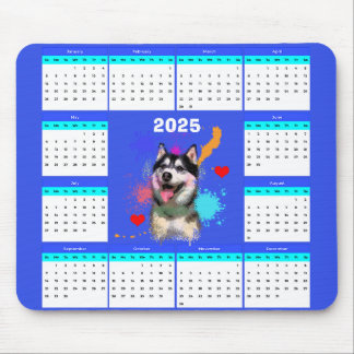 Mousepad Calendário de Cachorro Siberiano Cute Personalizáv