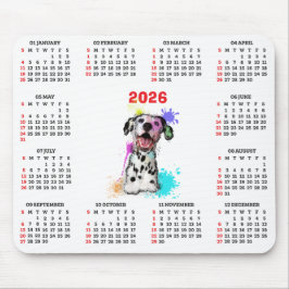 Mousepad Calendário de Cão Dálmata Fofo Personalizável