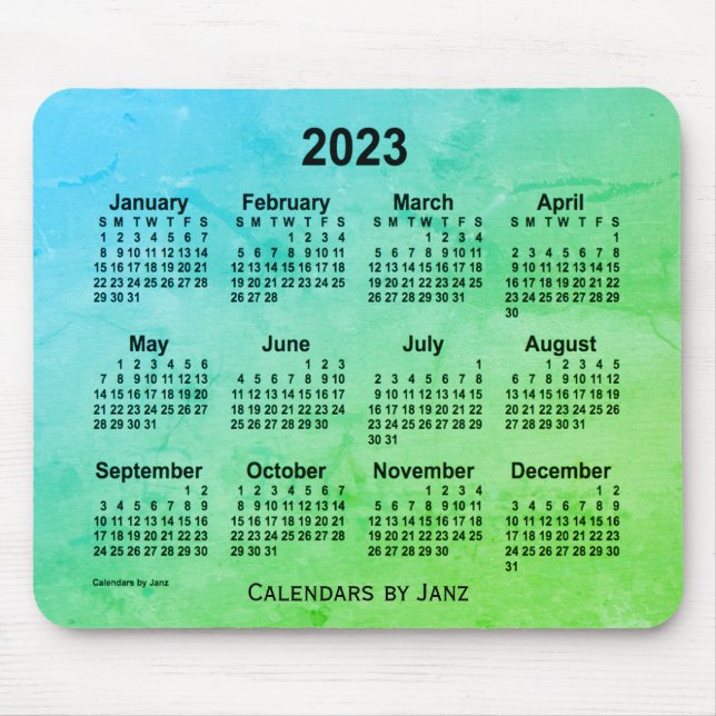 Mousepad Calendário de Cinzas de folha verde 2023 por Janz  (Frente)
