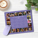 Mousepad Calendário de Colagem de Fotos Múltiplas para Lava<br><div class="desc">lavanda 2025 Púrpura Roxo Periwinkle Várias Fotocolagem Calendar Mouse Pad com um calendário simples e minimalista do ano à vista e 18 das suas fotos favoritas. Todas as cores são personalizáveis. Faz um presente de excelente para avós, pais, tias, tios, madrinhos e muito mais! Entre em contato conosco em cedarandstring@gmail.com...</div>