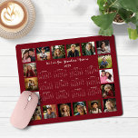 Mousepad Calendário de Colagem de Fotos Múltiplas Vermelhas<br><div class="desc">🌟 2025 Burgundy Red Maroon Multiple Photo Collage Calendar Mouse Pad com um calendário simples, minimalista e instantâneo para o ano e 18 fotos favoritas. Todas as cores são personalizáveis. Faz um presente de excelente para avós, pais, tias, tios, madrinhos e muito mais! Entre em contato conosco em cedarandstring@gmail.com se...</div>