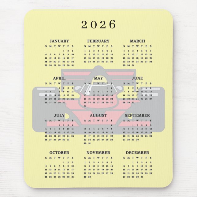Mousepad Calendário de Design de Carro de Corrida  (Frente)