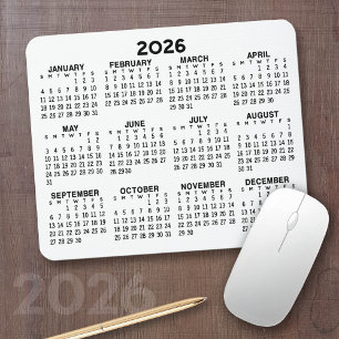 Mousepad Calendário de Exibição de Ano de cheio - horizonta