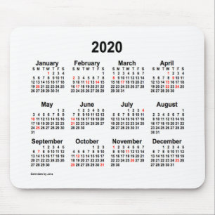 Mousepad Calendário de feriado de 2020 pelo Painel de Mous