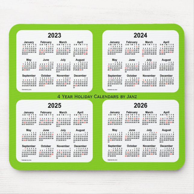 Mousepad Calendário de Férias 2023-2026 por Janz Yellow Gre (Frente)