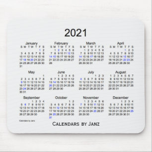 Mousepad Calendário de Férias Brancas 2021 por Janz Mouse