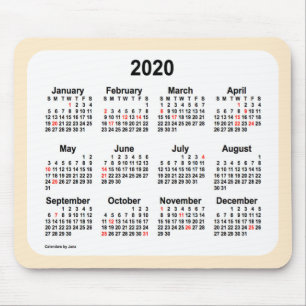 Mousepad Calendário de férias de 2020 por Janz Almond