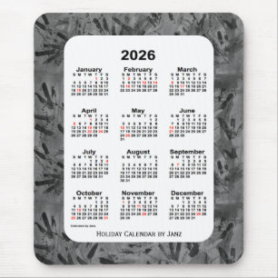 Mousepad Calendário de Férias de Arte Negra de 2026 por J