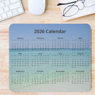 Mousepad Calendário de Fotografia de Praia Bonita 2026